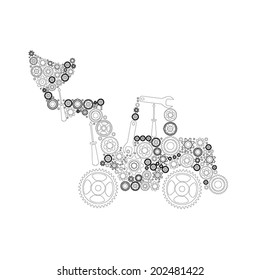 tractor. icon of tractor from gears. vector eps10