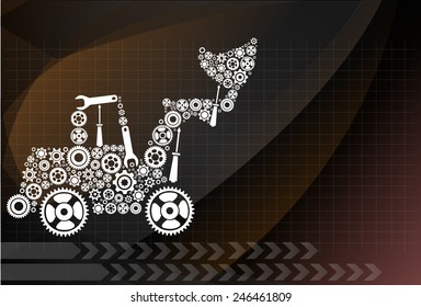 tractor. icon of tractor from gears. vector eps10