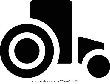 Tractor Icon With Glyph Style, Agriculture Sign And Symbol Isolated On White Background
