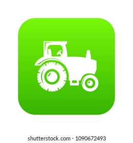 Tractor icon green vector isolated on white background