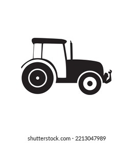 Tractor icon, isolated vector silhouette, side view, profile