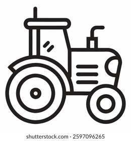 tractor icon line art on white background
