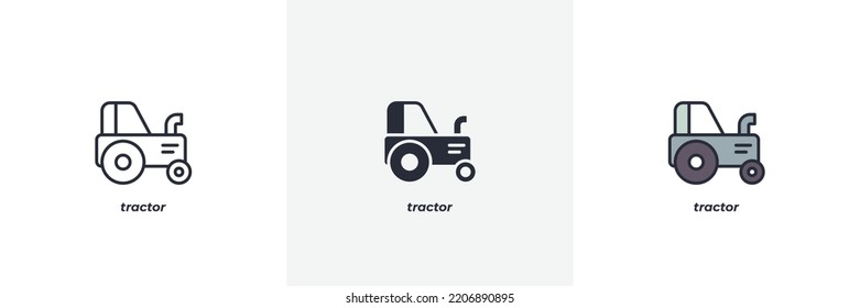 tractor icon. Line, solid and filled outline colorful version, outline and filled vector sign. Idea Symbol, logo illustration. Vector graphics