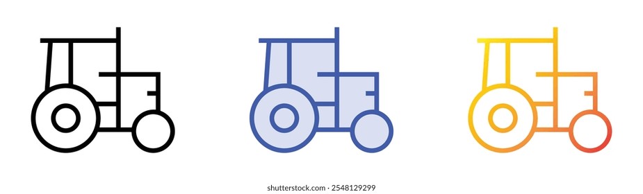 tractor icon. Linear, Blue Fill and Gradient Style Design Isolated On White Background