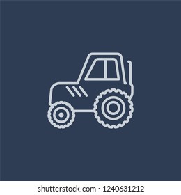 Tractor icon. Tractor linear design concept from Agriculture, Farming and Gardening collection. Simple element vector illustration on dark blue background.