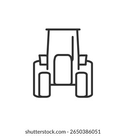 Tractor icon, linear style. Rural tourism, farm transport, or agricultural travel. Line with editable stroke.