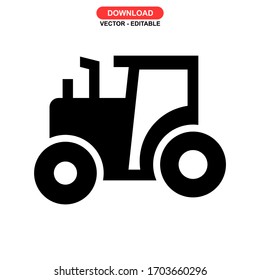 tractor icon or logo isolated sign symbol vector illustration - high quality black style vector icons
