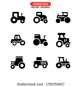 Icono del tractor o logotipo símbolo de signo aislado ilustración vectorial - Colección de iconos vectoriales de estilo negro de alta calidad
