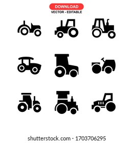Icono del tractor o logotipo símbolo de signo aislado ilustración vectorial - Colección de iconos vectoriales de estilo negro de alta calidad
