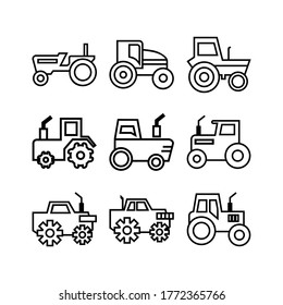 icono del tractor o logotipo símbolo de señas aislado ilustración vectorial - Colección de iconos vectores de estilo negro de alta calidad

