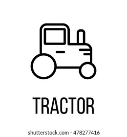 Tractor icon or logo in modern line style. High quality black outline pictogram for web site design and mobile apps. Vector illustration on a white background. 