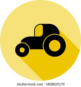 tractor icon in long shadow style