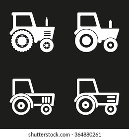 Tractor  icon  on black background. Vector illustration.