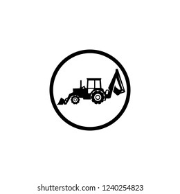 Tractor icon on white background in black circle