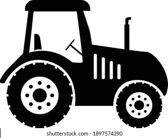 tractor icon on white background. farm tractor sign. flat style. black tractor symbol.