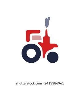 icono del tractor en fondo blanco, ilustración del vector