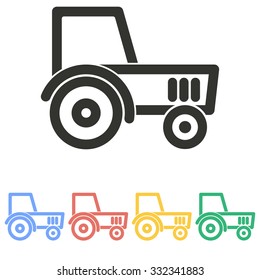Tractor icon on white background. Vector illustration.
