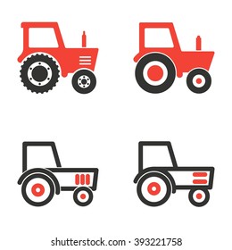 Tractor  icon  on white background. Vector illustration.