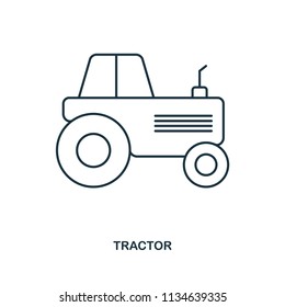 Tractor icon. Outline style icon design. UI. Illustration of tractor icon. Pictogram isolated on white. Ready to use in web design, apps, software, print, background.