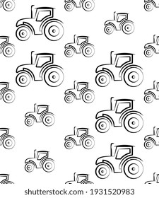 Tractor Icon Seamless Pattern, High Tractive Effort, High Torque Vehicle Icon, Farming, Agriculture Vehicle Vector Art Illustration