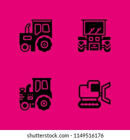 tractor icon set. tractor and bulldozer vector icon for graphic design and web