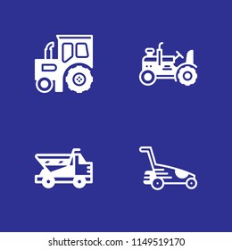 tractor icon set. tractor, dumper and lawnmower vector icon for graphic design and web