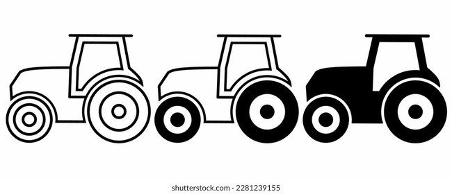 tractor icon set isolated on white background