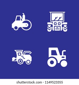 tractor icon set. road roller and tractor vector icon for graphic design and web