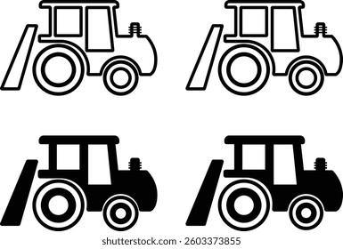 Tractor icon set in various color　arrangement