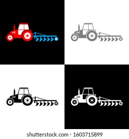 Tractor icon set, vector illustration