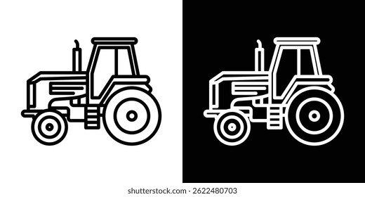 Tractor icon shape graphic simple plain clipart symbol. thin line outline art