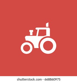 tractor icon. sign design. red background