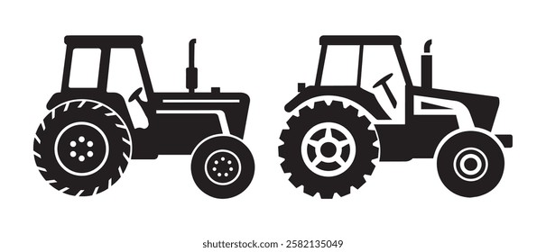 Tractor Icon Silhouette Isolated White Background