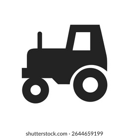 Tractor icon silhouette.Vector logo of a tractor. Illustration side view isolated on white background.