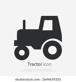 Tractor icon silhouette.Vector logo of a tractor. Illustration side view isolated on white background.