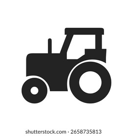 Tractor icon silhouette.Vector logo of a tractor. Illustration side view isolated on white background.