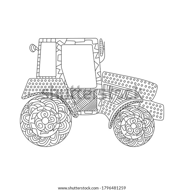 Tractor icon. Simple line element
Tractor symbol for templates, web design and infographics. Coloring
book for adults and children. Vector on white
background.