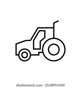 Traktorsymbol. Ein einziges hochwertiges Umrisssymbol für Webdesign oder mobile App. Dünnes Linienzeichen für Design-Logo. Schwarzes Umriss-Piktogramm auf weißem Hintergrund