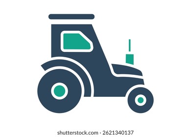 Tractor icon. solid icon style. icon related to farming machinery. agriculture elements vector illustration