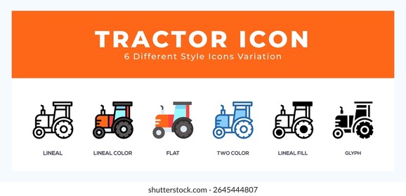 Tractor icon symbol. isolated. vector illustration with different styles
