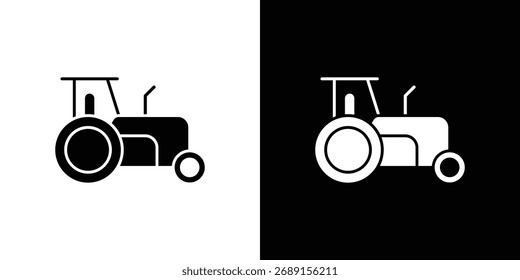 Símbolo del icono del tractor. símbolo plano simple en el fondo en blanco.