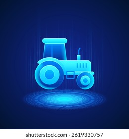 Tractor Icon symbolizing agricultural efficiency, strength and mechanized farming. Ideal for content related to agriculture, farming machinery and rural development.