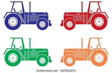 Tractor Icon Vector Illustration Isolated On A White Background

