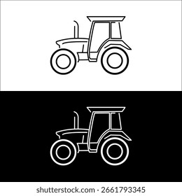 Vector del icono del tractor – Símbolo del vehículo de la granja del estilo del arte de la línea.
