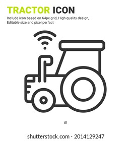 Tractor icon vector with outline style isolated on white background. Vector illustration machine sign symbol icon concept for digital farming, ui, ux, logo, business, agriculture, apps and all project