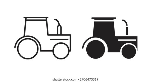 Icono de tractor para Sitios web y diseño plano minimalista móvil.