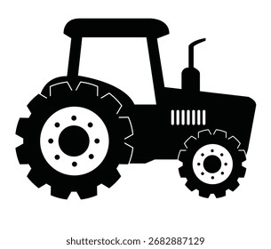 Icono del tractor con el fondo blanco.