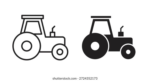 Iconos del tractor de color negro en varios estilos