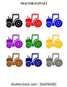 tractor icons colored set on white background vector illustration 