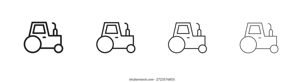 Iconos de tractor diseñados en estilo de contorno, línea y trazo